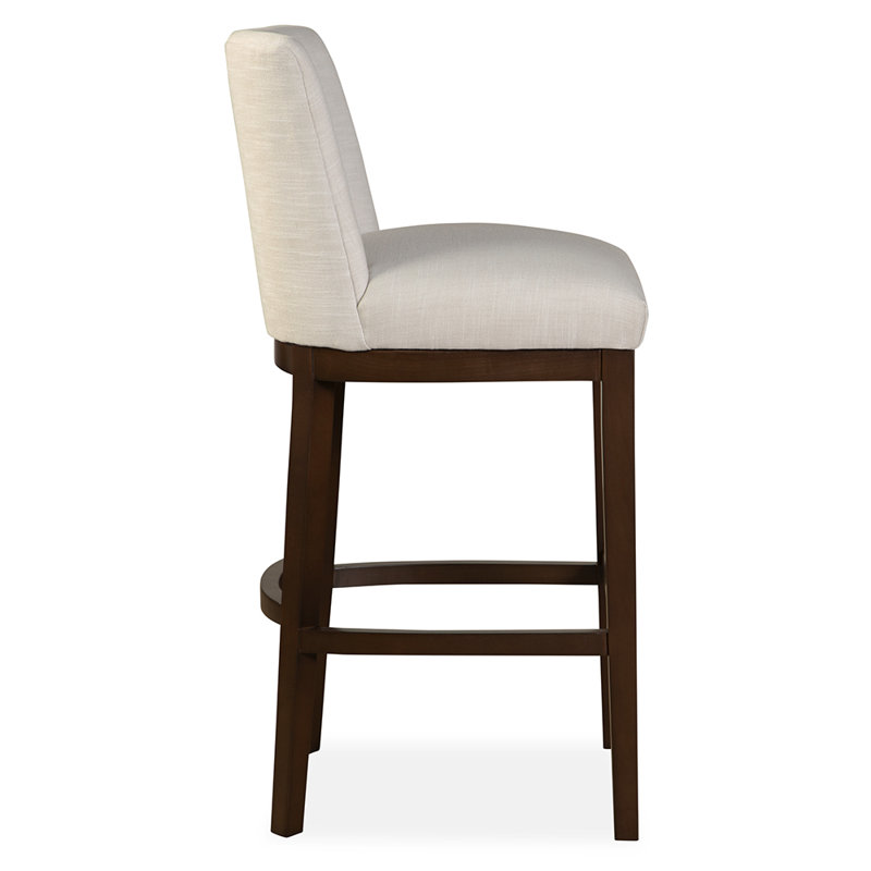 Upholstered Bar Stool with Solid Wood Frame, Choco Suisse