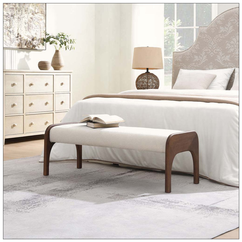 Banc long rembourré 50,25 po, Beige