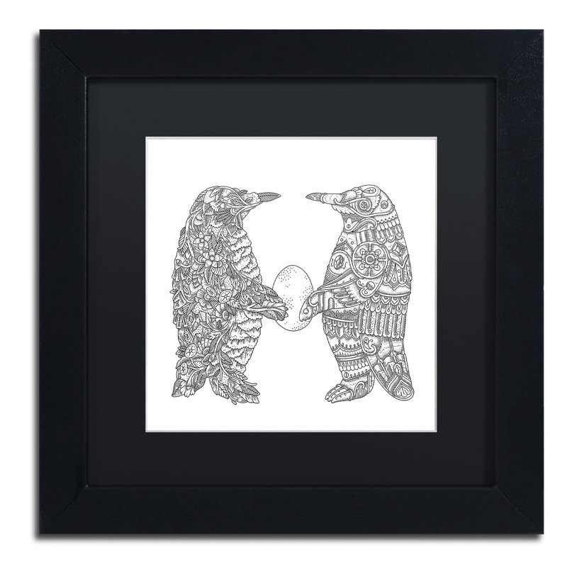 Chouquer «Penguin Lovers», impression sur toile encadrée, H 11 po x l 14 po x P 0,5 po, Noir