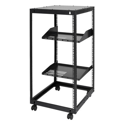 20U Open Frame Server Rack, 15''-40'' Adjustable Depth, Free Standing Or Wall Mount Network Server Rack, 4 Post AV Rack With Casters, Holds All Your Networking IT Equipment AV Gear Router Modem