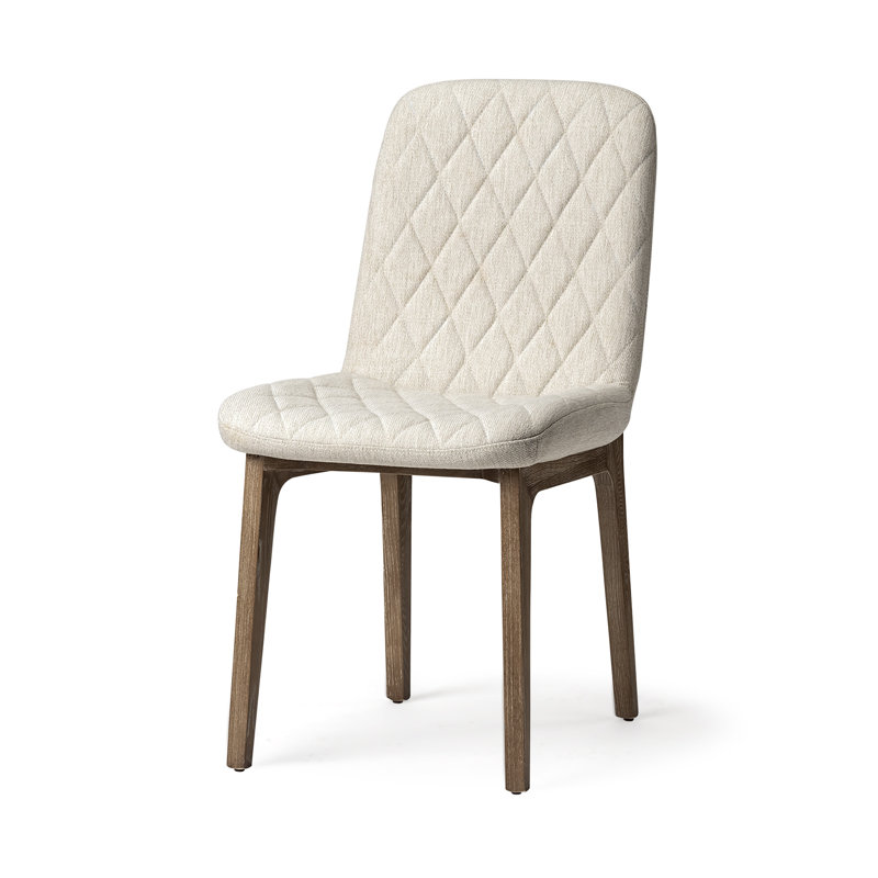 Chaise d'appoint de salle à manger rembourrée crème et brune