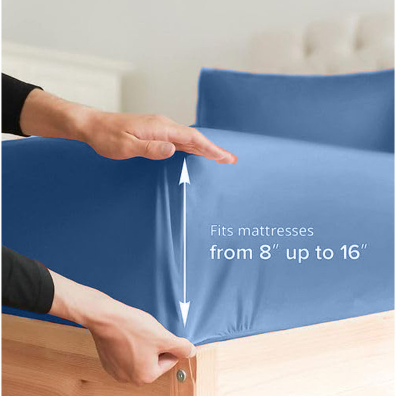  Ensemble de draps en rayonne de bambou 4 pièces Premium Luxury, Ensemble de draps pour taille de lit simple TG ave, Ciel