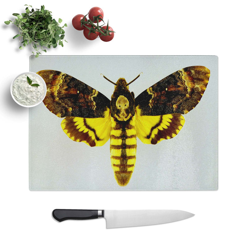 Tempered Glass Deathshead Moth Chopping Board, 39 cm W x 28.5 cm L