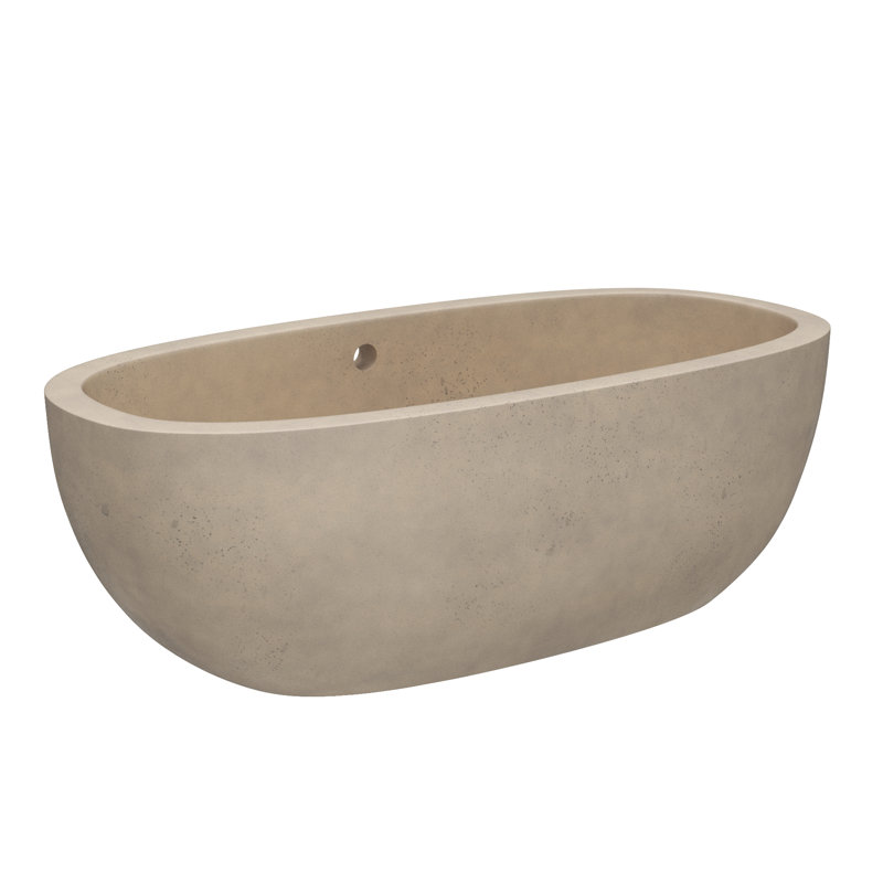 Avalon NativeStone Freestanding Soaking Cement Bathtub, Sand, 23" H x 36" W x 72" L