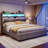 California King Size Bed Frames With Wingback Hidden Storage Headboard & 4 Storage Drawers, 49.2" Tall Upholstered Headboard With Led Lights And Charging Station, No Box Spring Needed, Solid Wood Slats, Noise Free, Light Grey-142176880-160895373