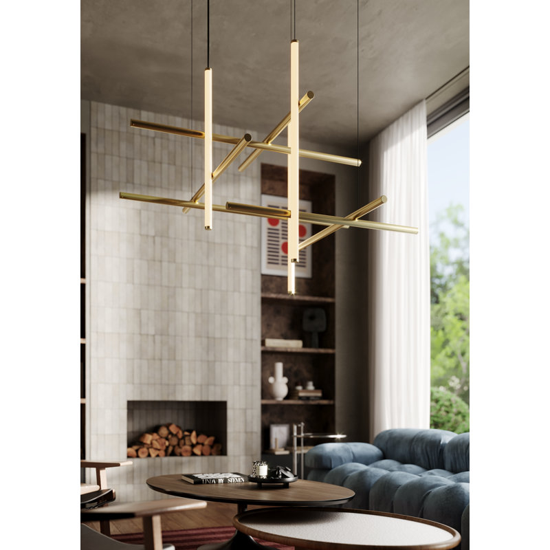 Labyrinth 1 - Light LED Chandelier, Brass