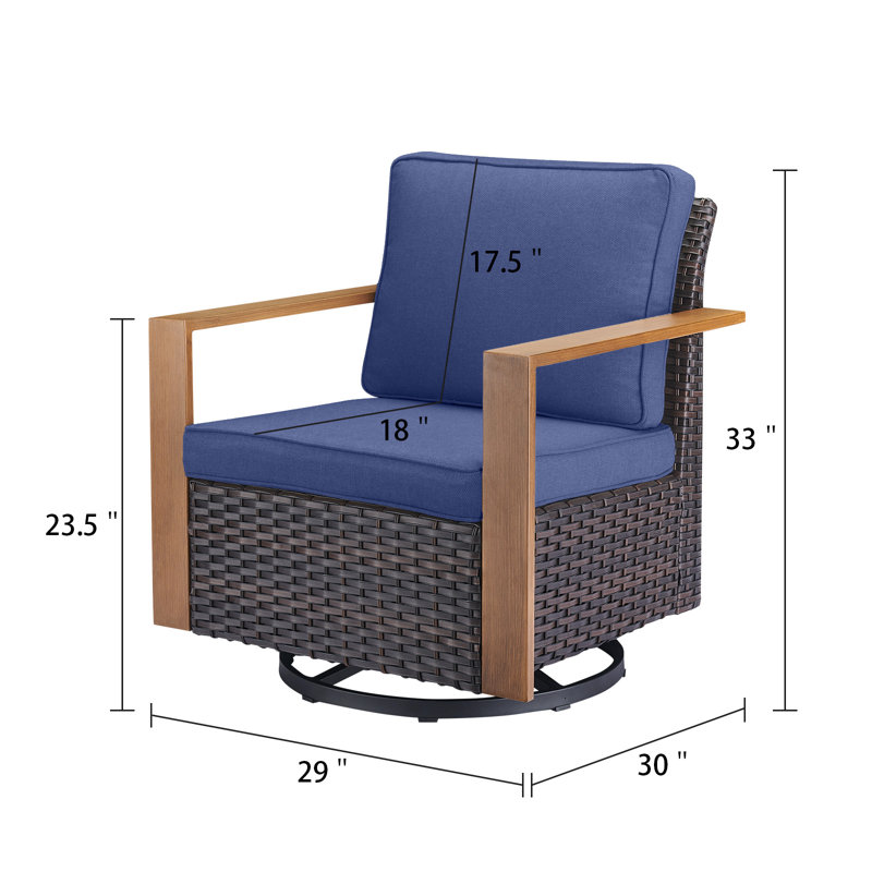 Chaise berçante d'extérieur Kelyse, Structure brune / coussin bleu