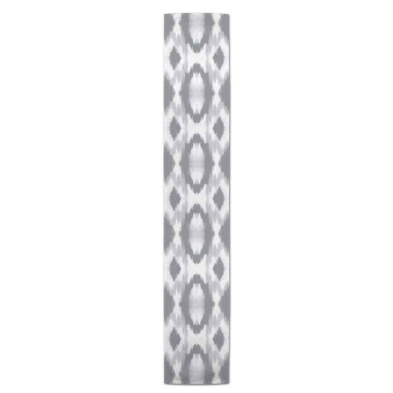Chemin de table Doster, 90 po x 16 po, Gris, Abstraction 1