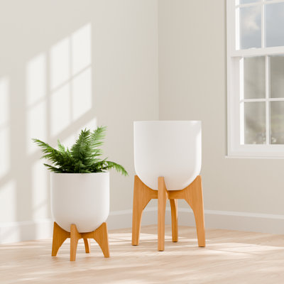 Support pour plante bas 12 po Arco - finition teck doré Arco