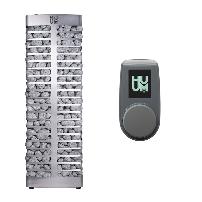 HUUM STEEL 6kW Sauna Heater with UKU Local Control, (Sauna Stones Included ), Gray
