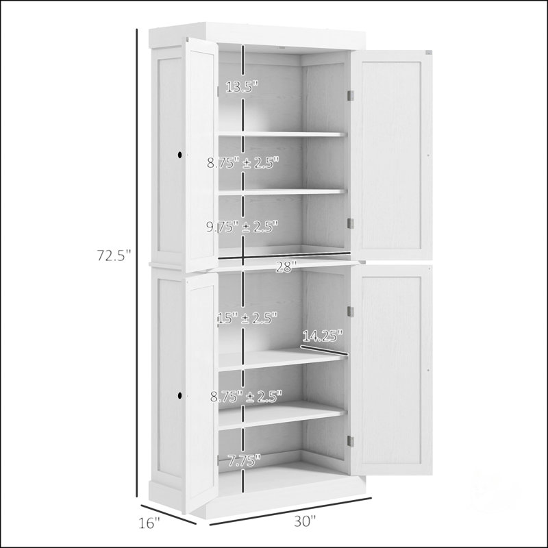 72.5" Freestanding Kitchen Pantry Cabinet