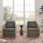 2 Pieces Genuine Leather Oak Wood Cane Swivel Barrel Chair-1258990968