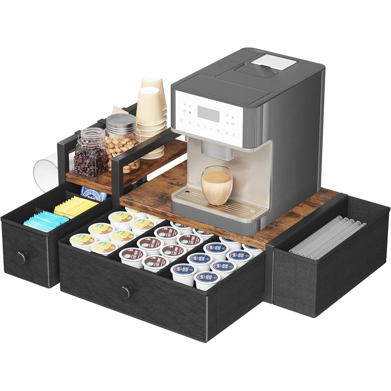 Organisateur de tasses K, porte-dosettes avec porte-gobelet, brun