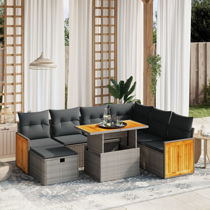 Vidaxl Garden Sofa Set, Gray Cushion/Gray Frame