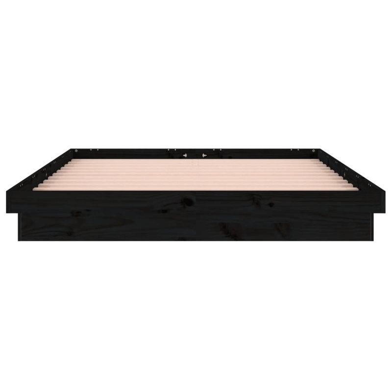 LED Bed Frame Solid Wood, European Double (140 x 200cm), White