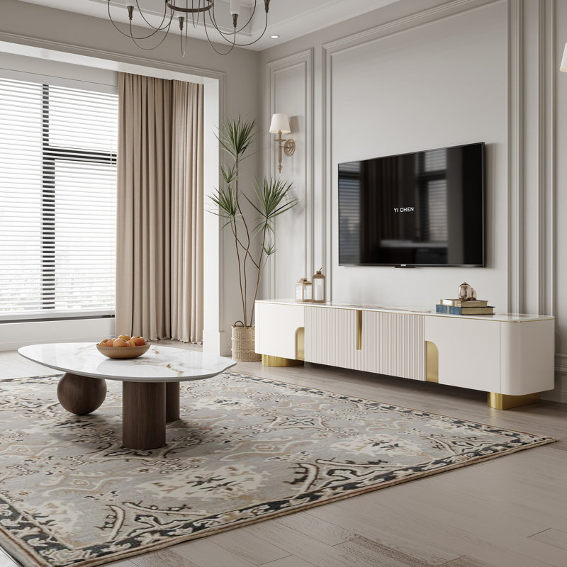 Ensemble de salon moderne, meuble télé beige