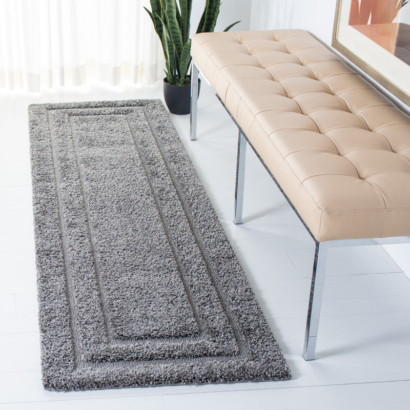 Tapis gris à motif géométrique Assar, Tapis de couloir 2 pi 3 po x 7 pi