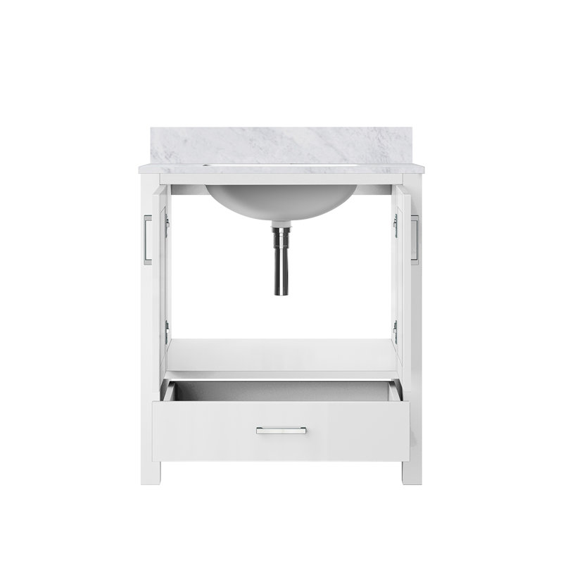 Meuble-lavabo avec plateau en marbre de Carrare, Blanc