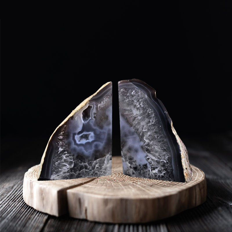 Serre-livres Eternity Agate |  Gris, H 7,5 po x l 5 po x P 8,5 po