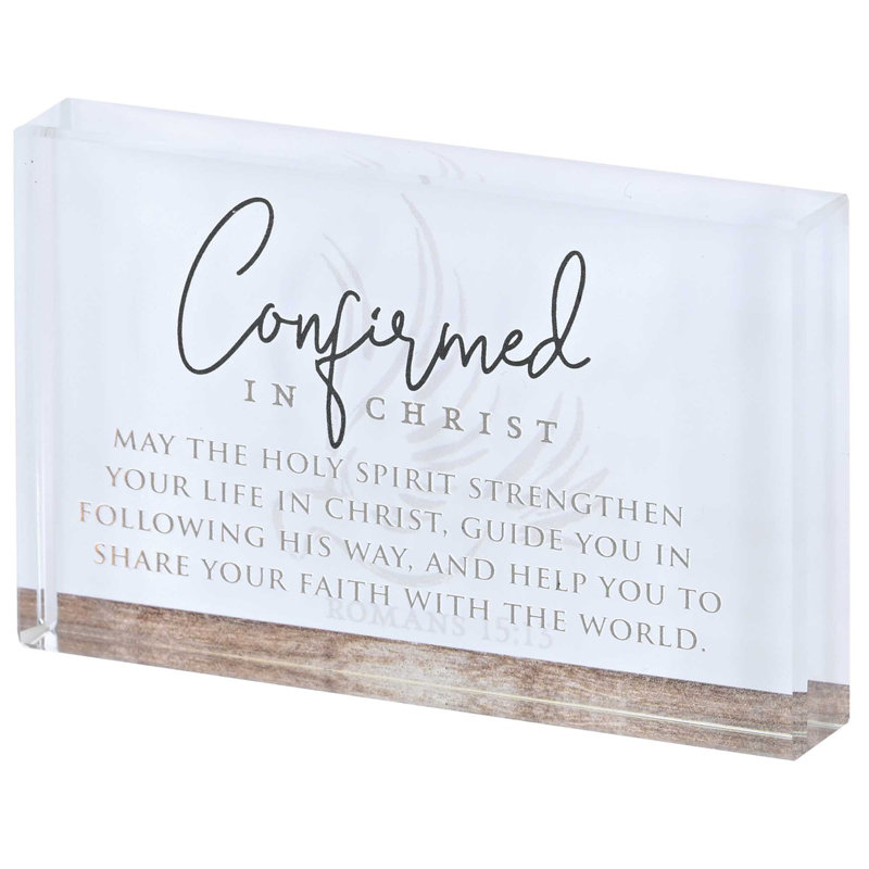 Plaque de table en verre «Confirmez en Christ»