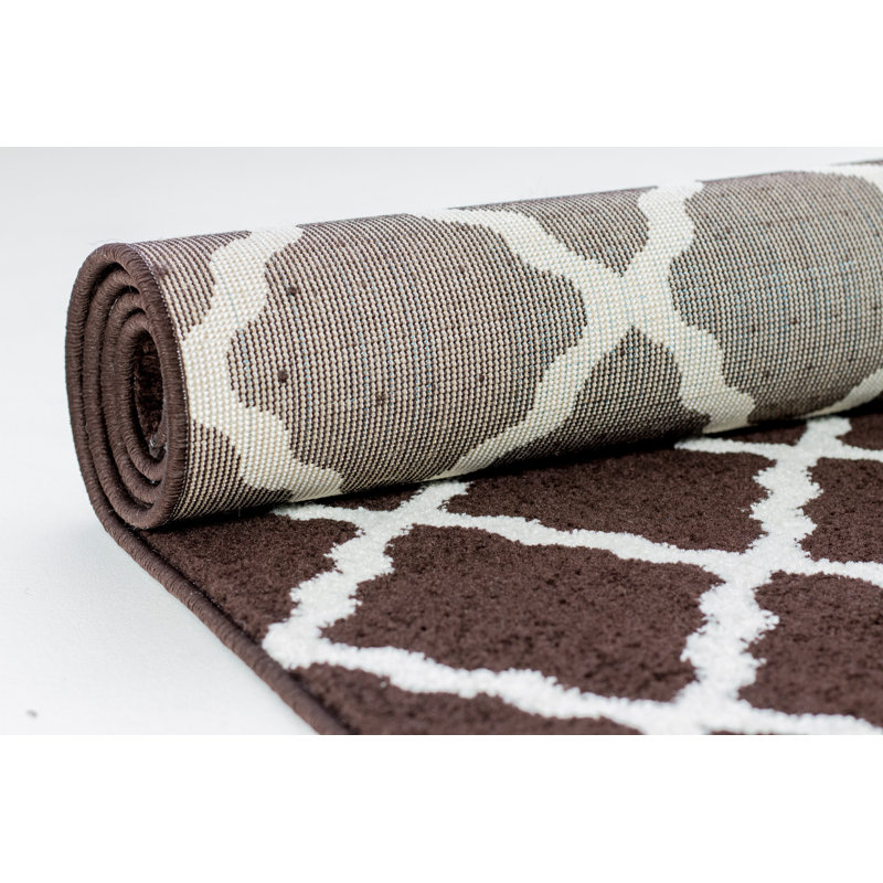 Tapis brun à motif géométrique Tangires, Rectangle 7 pi 10 po x 9 pi 10 po