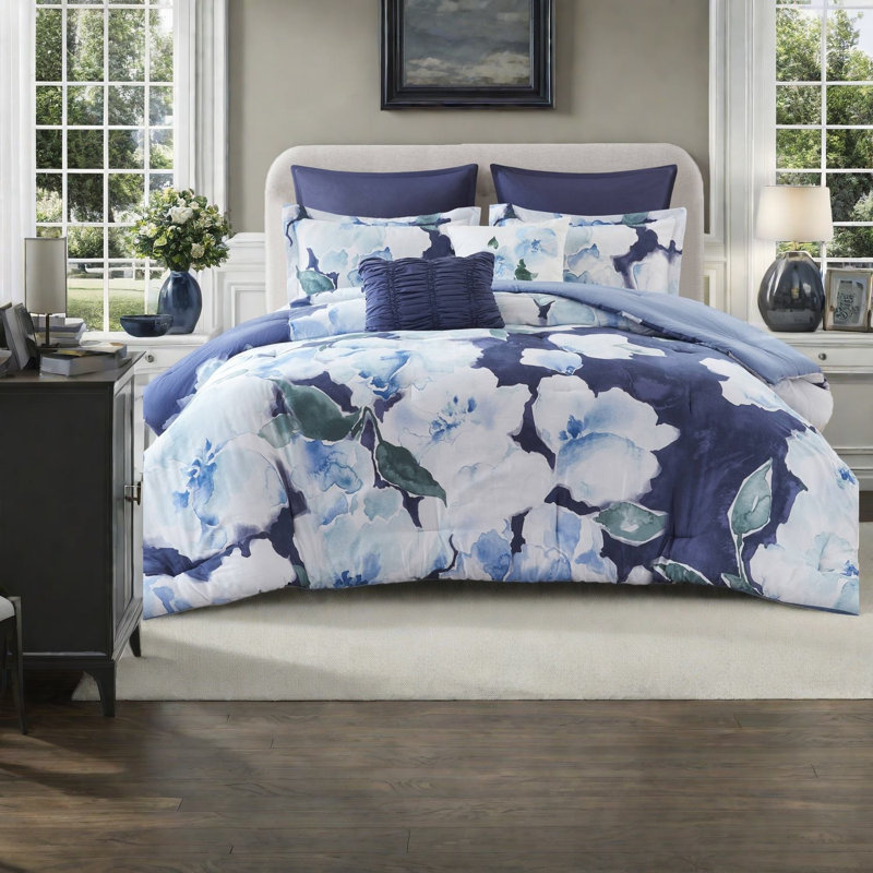 Oversized Queen Bedding Sets, Cotton Blue Multi Modern Home Comfort