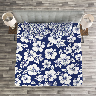 Adreian NavyBlue/White Microfibre Bedspread Set
