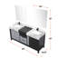 Noir et gris 80 po Meuble-lavabo, comptoir en marbre gris, robinet mat, 30 miroirs, To All Harms, + teinture