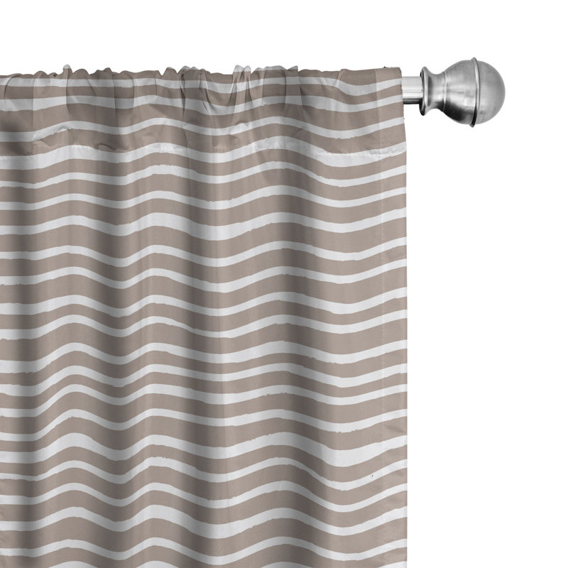 Rideaux à 4 panneaux East Urban Home, rayures horizontales brossées, taupe chaud et blanc, L 56 po x L 95 po
