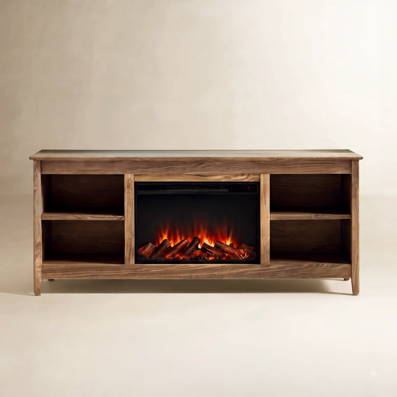 Fraley 68" Electric Fireplace TV Stand, Tan Oak
