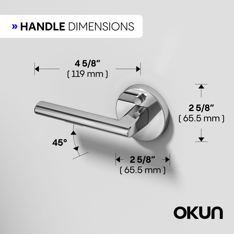  Brio Privacy Door Lever Modern Concealed Design For (Bed & Bath) – Sleek Minimalist Style in Chrome, Chrome