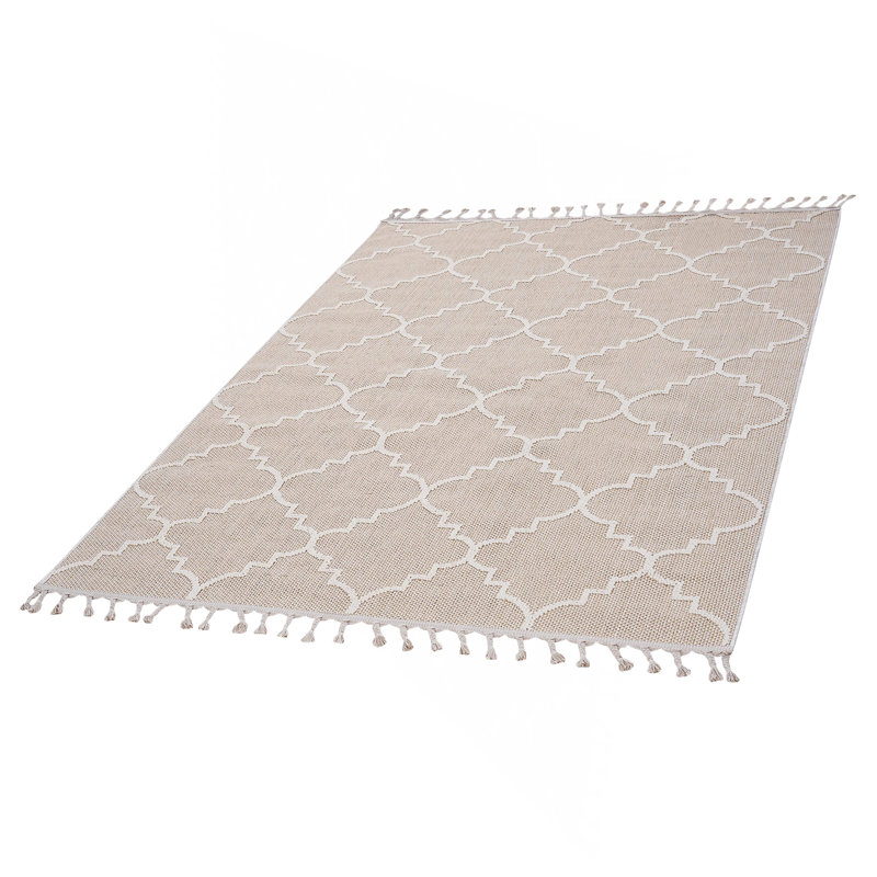 Tapis intérieur / extérieur 2X8 ivoire / treillis, Rectangle 4 pi x 6 pi 2 po