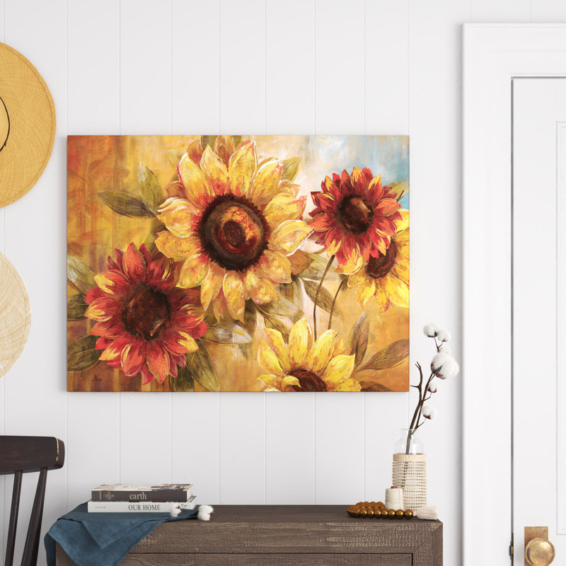 Tournesol Cheer - peinture sur toile tendue, H 32 po x l 24 po x P 1 po