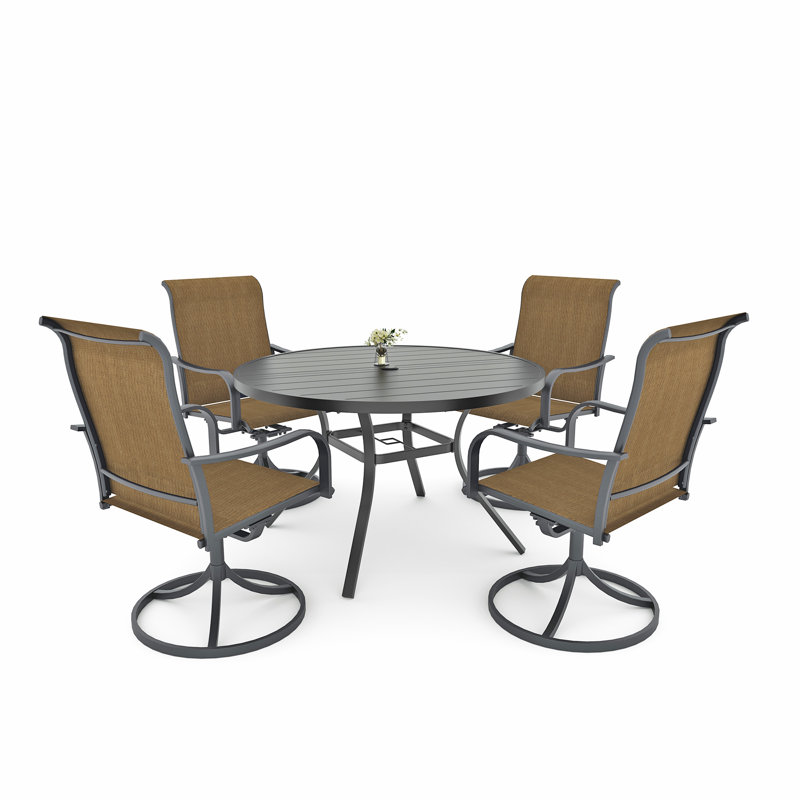 4 - Person Round Dining Set With Swivel Chairs, Yellow