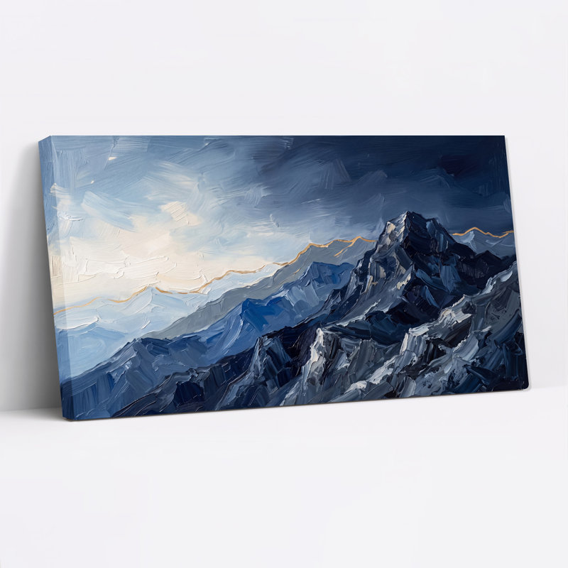 Art mural sur toile, chaîne de montagnes bleu foncé, L 40 po x H 20 po