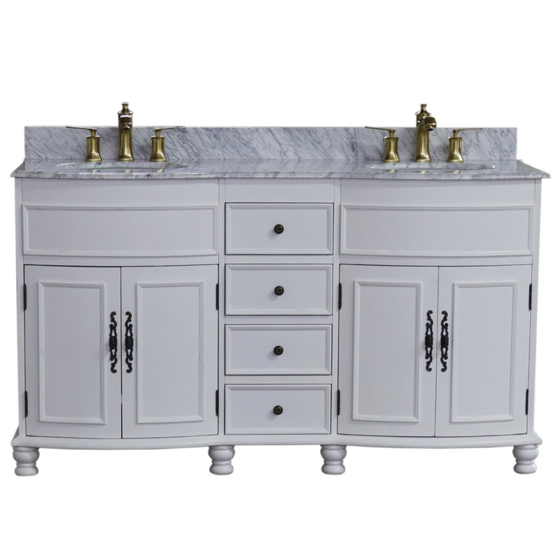 Ensemble de meuble-lavabo double 62 po Huseby, Blanc antique