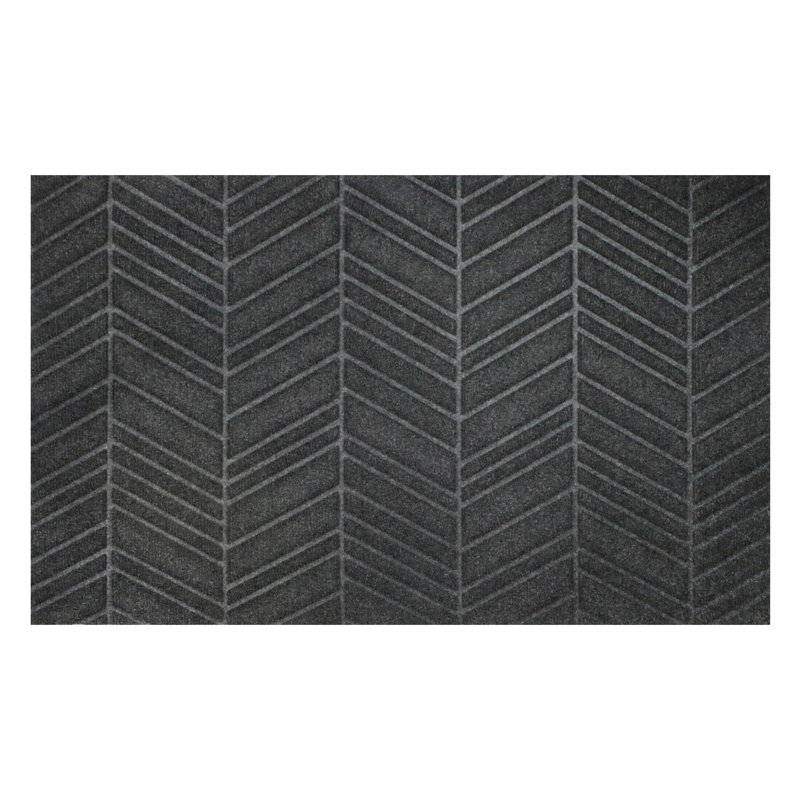 Graphite Recycled Polyester Chevron Doormat 21.5 x 35 Inches