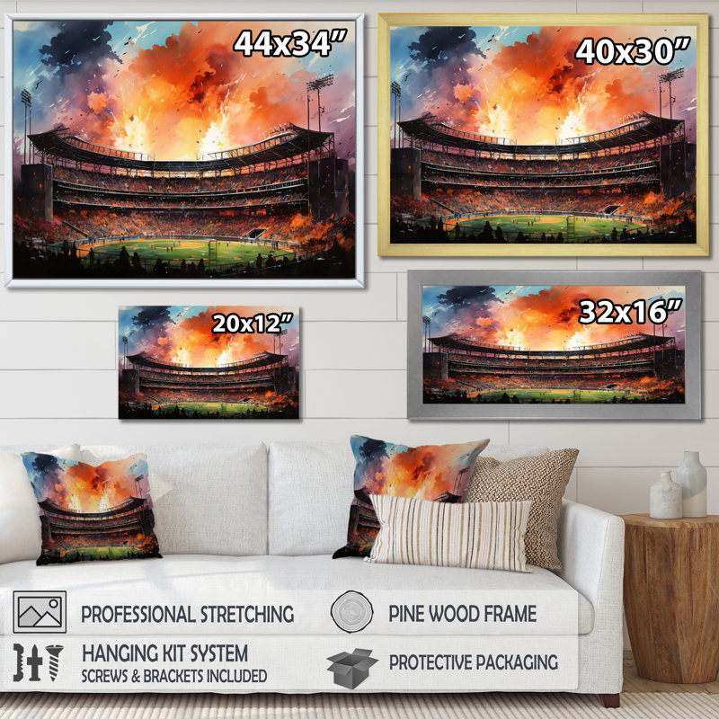 Sport Stadium In Spotlight I - Architecture Canvas Art Print, H 16 po x l 32 po, Toile tendue