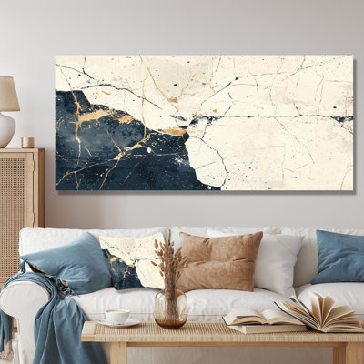 White And Blue Luxury Of Abstract Marble III - Modern Metal Wall Decor, Marble Metal Print