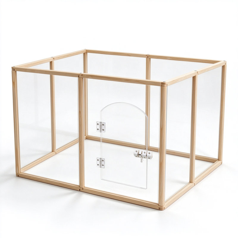 8-Panel Indoor Dog Playpen With Modular Panels And Wood Frame