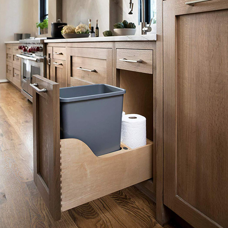 Rev-A-Shelf Pullout Trash Can with Soft-close Slides, 19.5"H x 12"W x 21.66"D, 35 Qt, Natural
