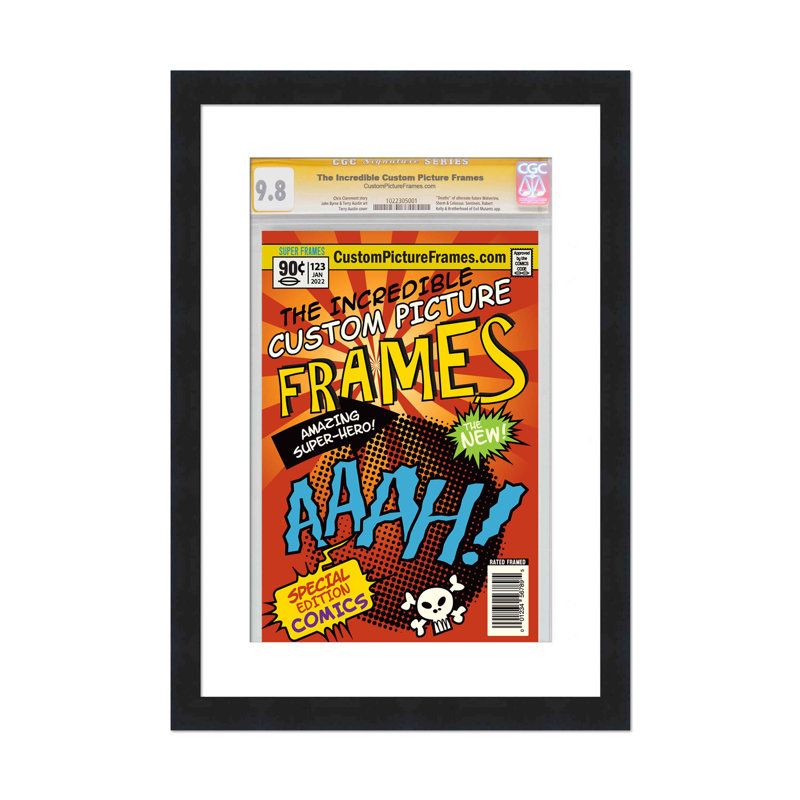 Wood Picture Frame with Mat, 8.125"x13", Black/White