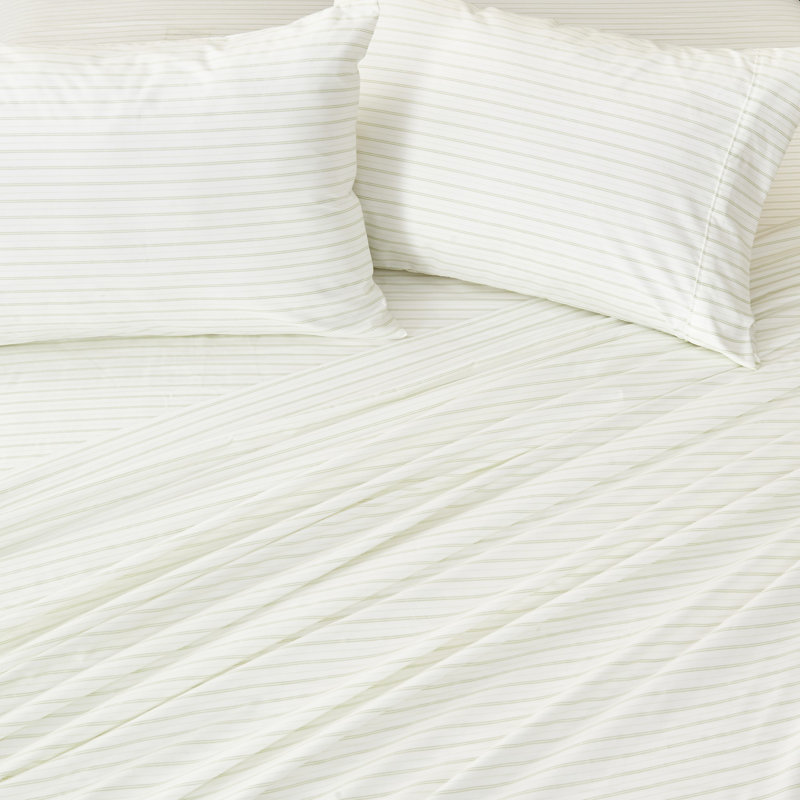 Laurel Green Twin Striped Microfiber Sheet Set