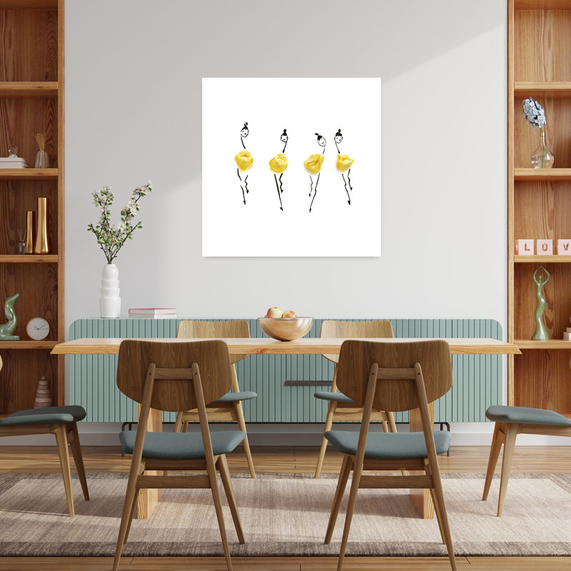 Pasta Fashion Dancers, art mural moderne minimaliste abstrait, H 36 po x l 36 po