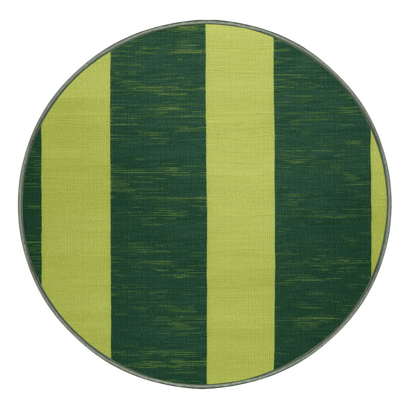 Machine Washable Checkered Green Area Rug, Round 5'
