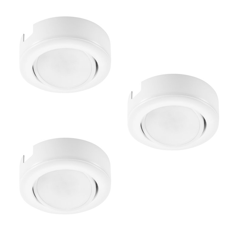 Inlight 2.75" Wide LED Puck Lights Kit, 2700K, Plug-in or Hardwired Installation, Swivel and Wired , Dimmable, 3 Packs