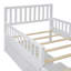 Lit plateforme simple en bois avec garde-corps des deux côtés et deux tiroirs de rangement, blanc-1611853683-1611853680