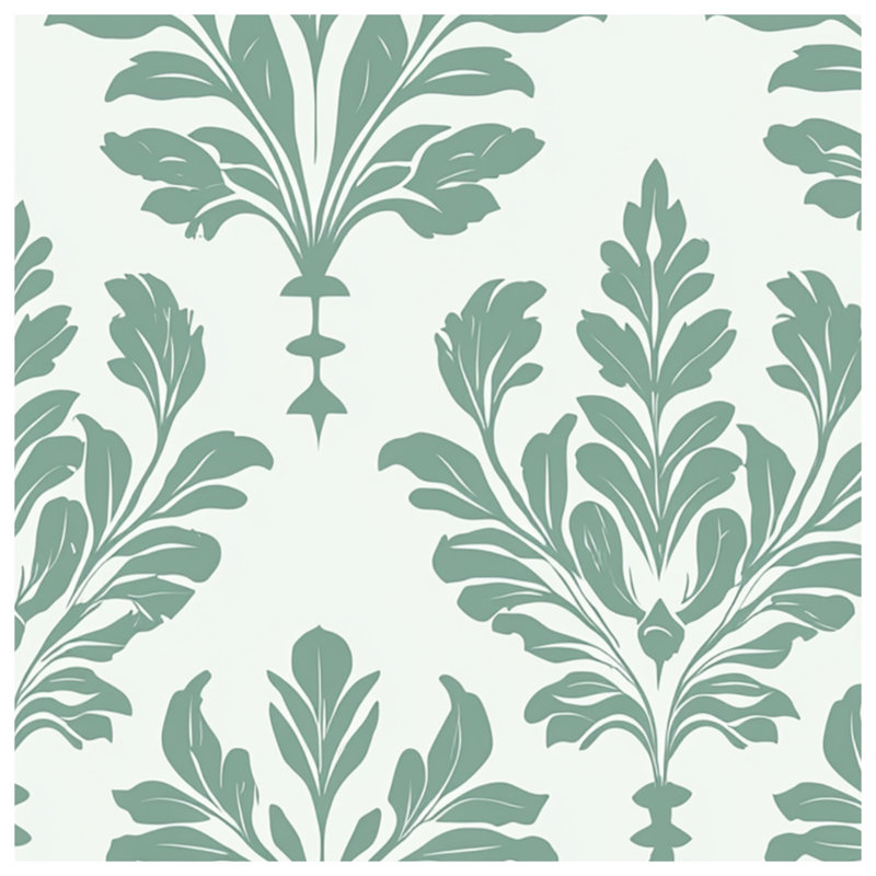 Green Leafy Damask Blankets, 60in W x 80in H