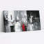 Ensemble de 1 tableau abstrait sur toile tendue grise, noire et rouge-1825847568
