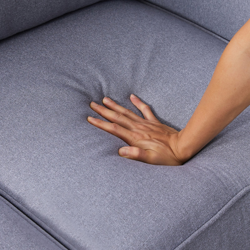 Causeuse à accoudoirs évasés 55,9 po Lightle, Mélange de lin gris